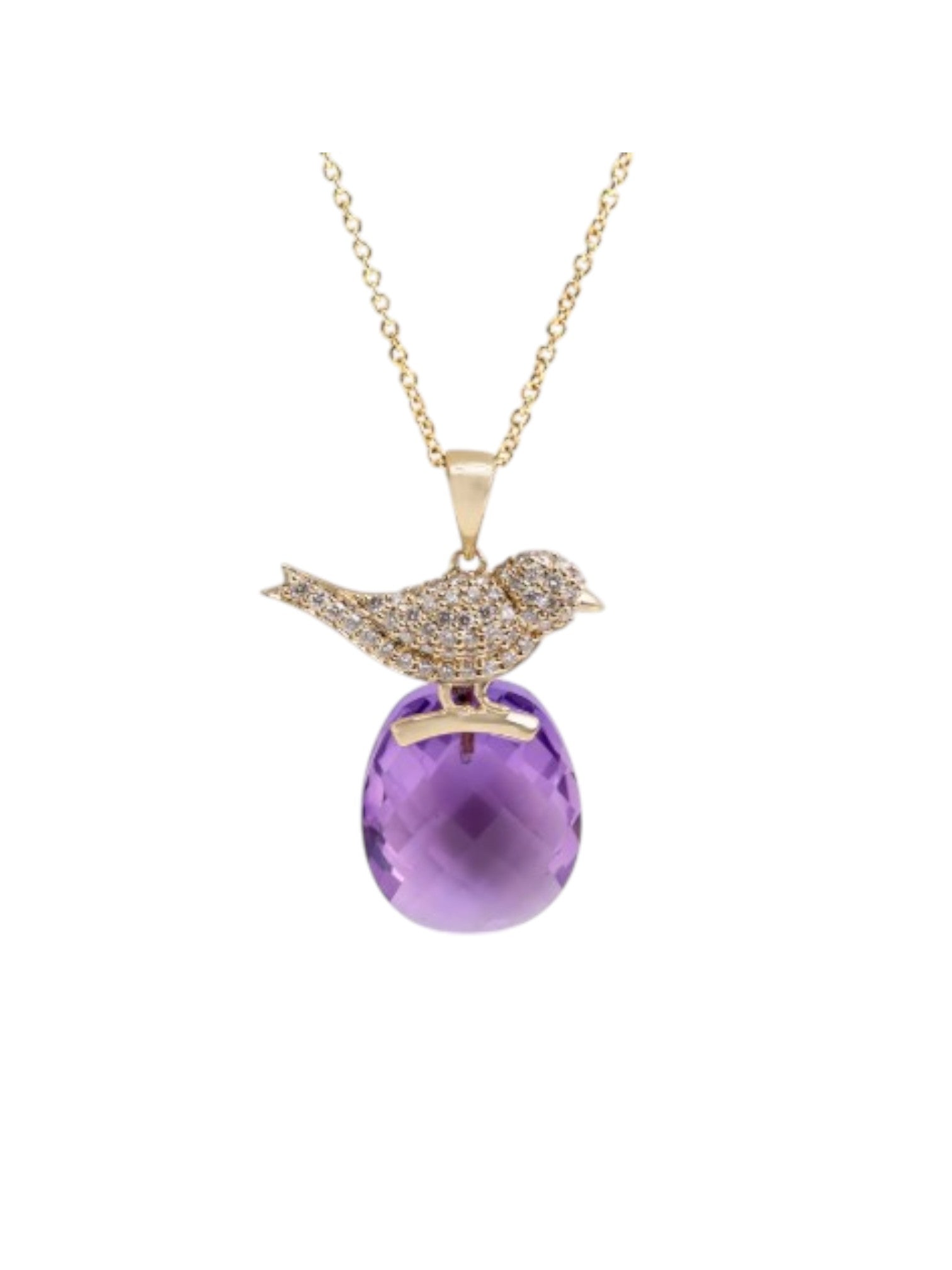Trendy Bird Design 925 Sterling Silver CZ Stones Gold Plated Pendant With Chain For Women By Kesardeep